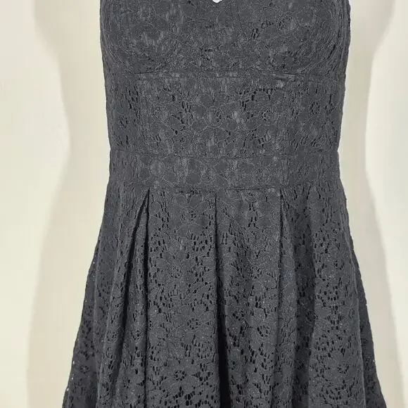 Aqua Black Lace Corset Bodice Sweetheart Neckline Fit & Flare Mini Dress  Size 4